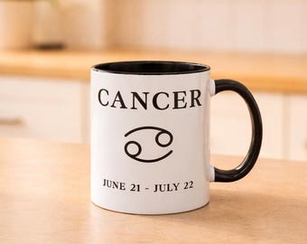 Cancer Zodiac Mug, Astrology Coffee Cup Gift, Cancer Birthday Gift for Her, Horoscope Mug, June July Zodiac Sign Mug, Cancer Gift