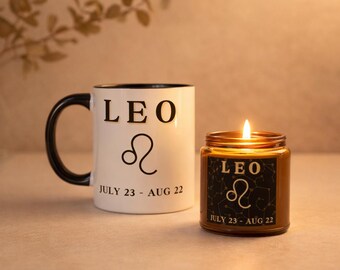 Leo Zodiac Candle & Mug Gift Set