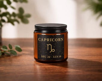 Capricorn Candle Soy Candle Non Toxic Clean Burning Zodiac Candle Astrology Gift January Birthday Gift Minimalist Home Decor Gift