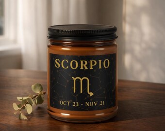 Scorpio Zodiac Candle Gift, October November Birthday Candle, Astrology Gift for Her, Dark Feminine Decor, Non Toxic Soy Candle, Self Care