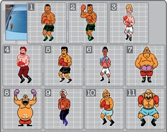 Boxer Opponents from Punch Out! vinyl decals MIKE TYSON Car Window NES Decals