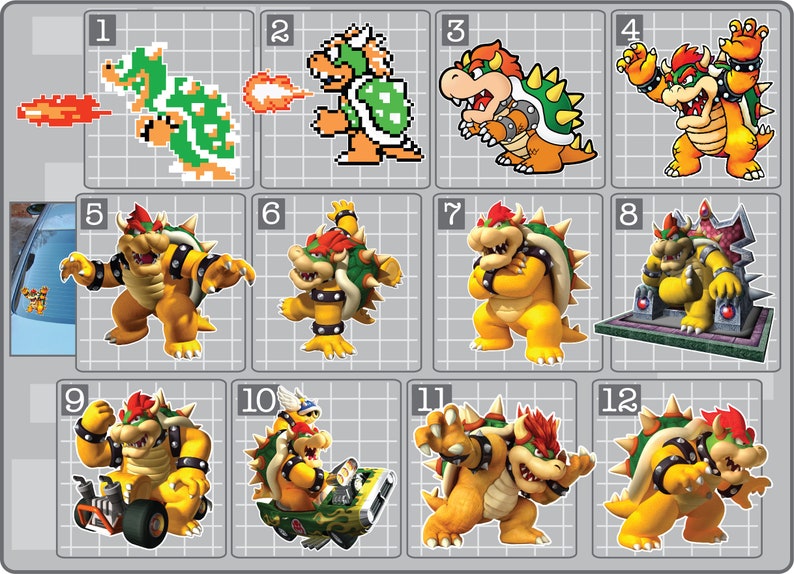 BOWSER vinyl decal from Super Mario Bros. Choose Your Favorite! Paper Mario, Mario Brothers, King Koopa image 1