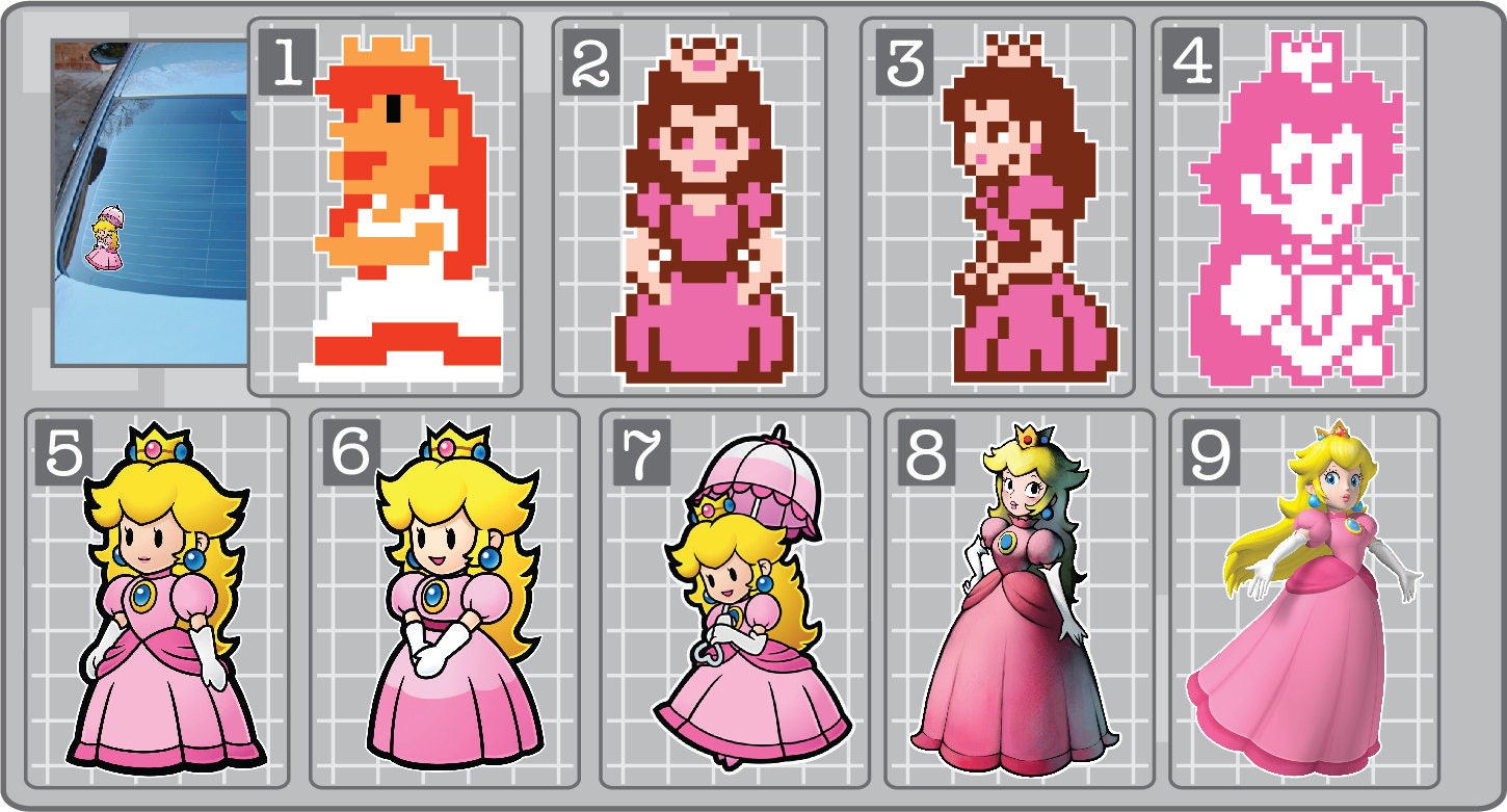 PRINCESS PEACH Vinyl Decal From Super Mario Bros. Choose a - Etsy