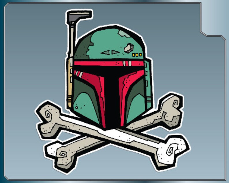 Boba Fett Helmet and Crossbones vinyl decal Star Wars Sticker | Etsy