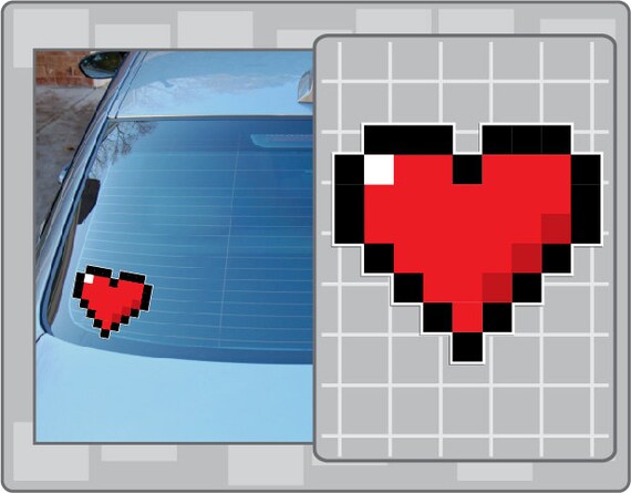 8-Bit Hearts Die Cut Vinyl Sticker – Legend Of Zelda Video Game Decal