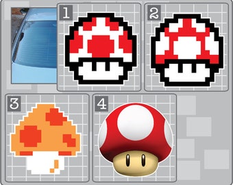 SUPER MUSHROOM vinyl decal from Super Mario Bros. Choose Your Mushroom 8bit Sprite Stickers