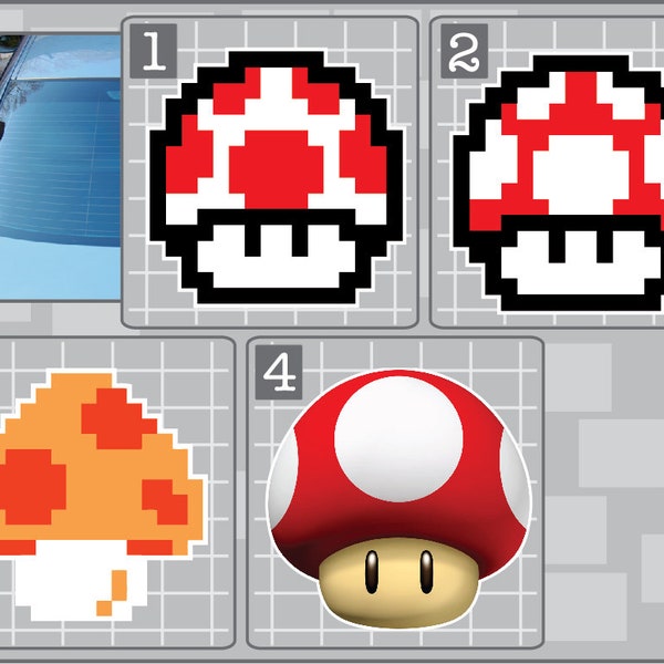 SUPER MUSHROOM vinyl decal from Super Mario Bros. Choose Your Mushroom 8bit Sprite Stickers