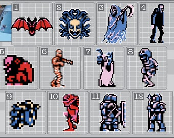 CASTLEVANIA Enemies Sprites vinyl decals Car Window Laptop Decal Frankenstein, Medusa, igor, and more!