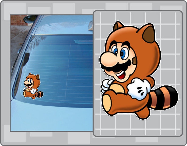Mario Tanooki Suit Vinyl Decal Sticker - 3.5 Inches Wide, Multi-Color, BOGO Deal, For Cars, Walls, Laptops