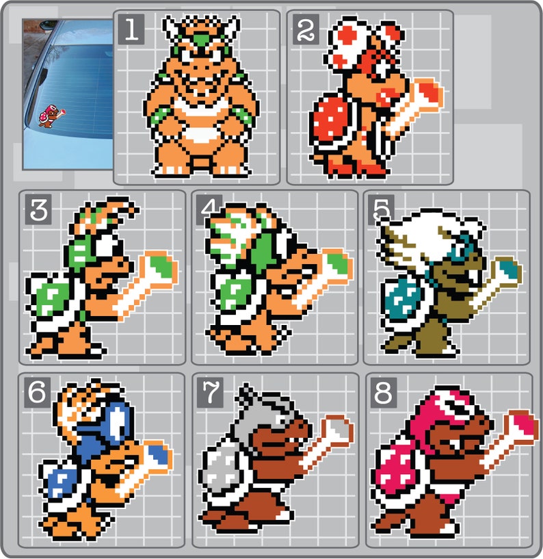 Koopa Variants KOOPALINGS Sprites Vinyl Decal From Super Mario Bros. Choose Your ...