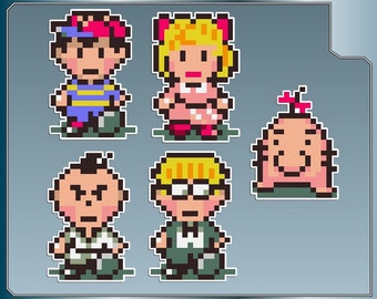 EARTHBOUND vinyl decals set of Five stickers Ness, Poo, Mr. Saturn