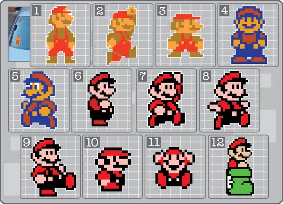 Classic Bit Super Mario Bros MARIO Vinyl Decal From Super Mario