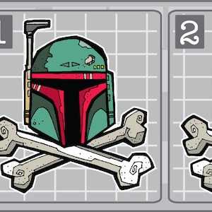 Boba Fett or Jango Fett Helmet and Crossbones vinyl decal Star Wars Sticker