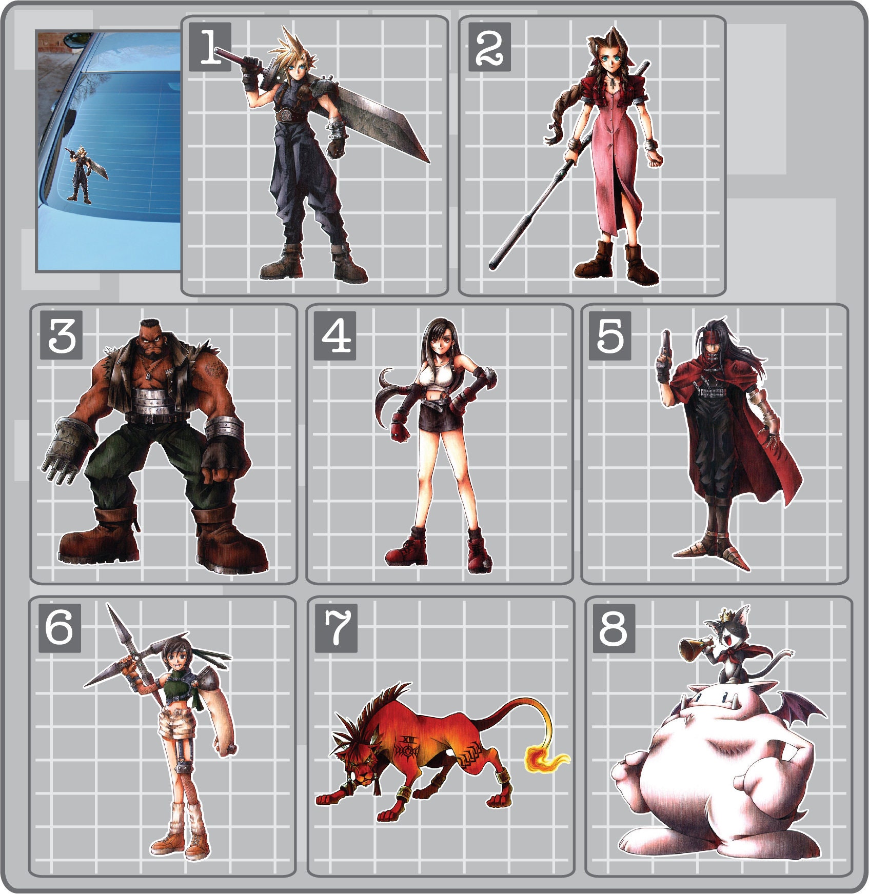 Ff 7 Roster Original Cast From Final Fantasy VII Vinyl Decals Choose Your Favorite ...