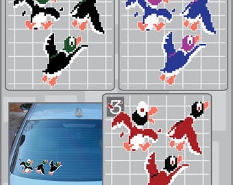 Set of 3 DUCKS Sprites vinyl decals No. 2 from Duck Hunt Sticker for almost anything!
