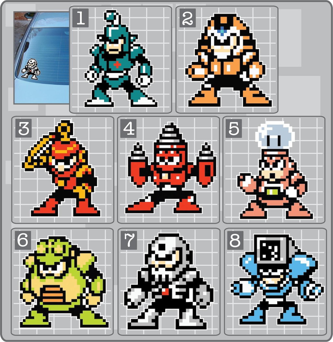 Mega Man 4 BOSSES Vinyl Decals Skull Man, Toad Man, Ring Man and More ...