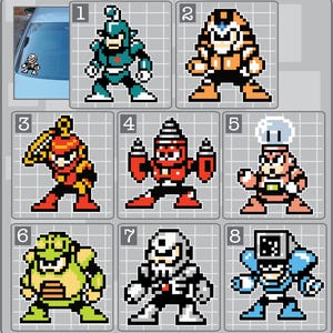 Mega Man 4 BOSSES Vinyl Decals Skull Man, Toad Man, Ring Man and More Choose Your Favorite Car Window Laptop Stickers