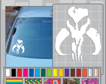 Mandalorian Mythosaur Skull Cut Vinyl Decal #2 Boba Fett Logo Bantha Skull Sticker
