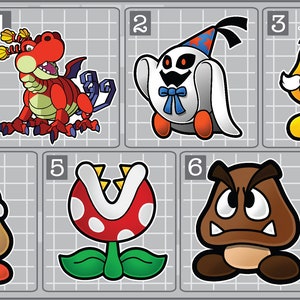 Paper Mario Characters Vinyl Decal Choose Your Favorite! Hooktail, Doopliss, Goomboss, Spiky Goomba, Piranha Plant, Goomba