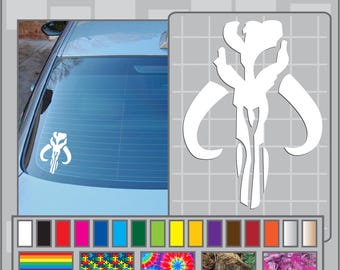 Mandalorian Mythosaur Skull Cut Vinyl Decal #1 Boba Fett Logo Bantha Skull Sticker