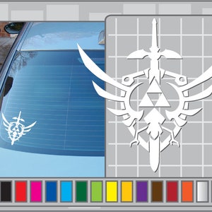 TRIFORCE ICON Logo No. 5 from the Legend of Zelda Cut Vinyl Decal Sticker Master Sword and Hylian Shield BOTW