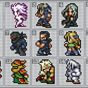Final Fantasy VI 8 Bit Side View Character Sprites Vinyl Decals Classic NES Sticker, Terra Brandford, Locke Cole and More