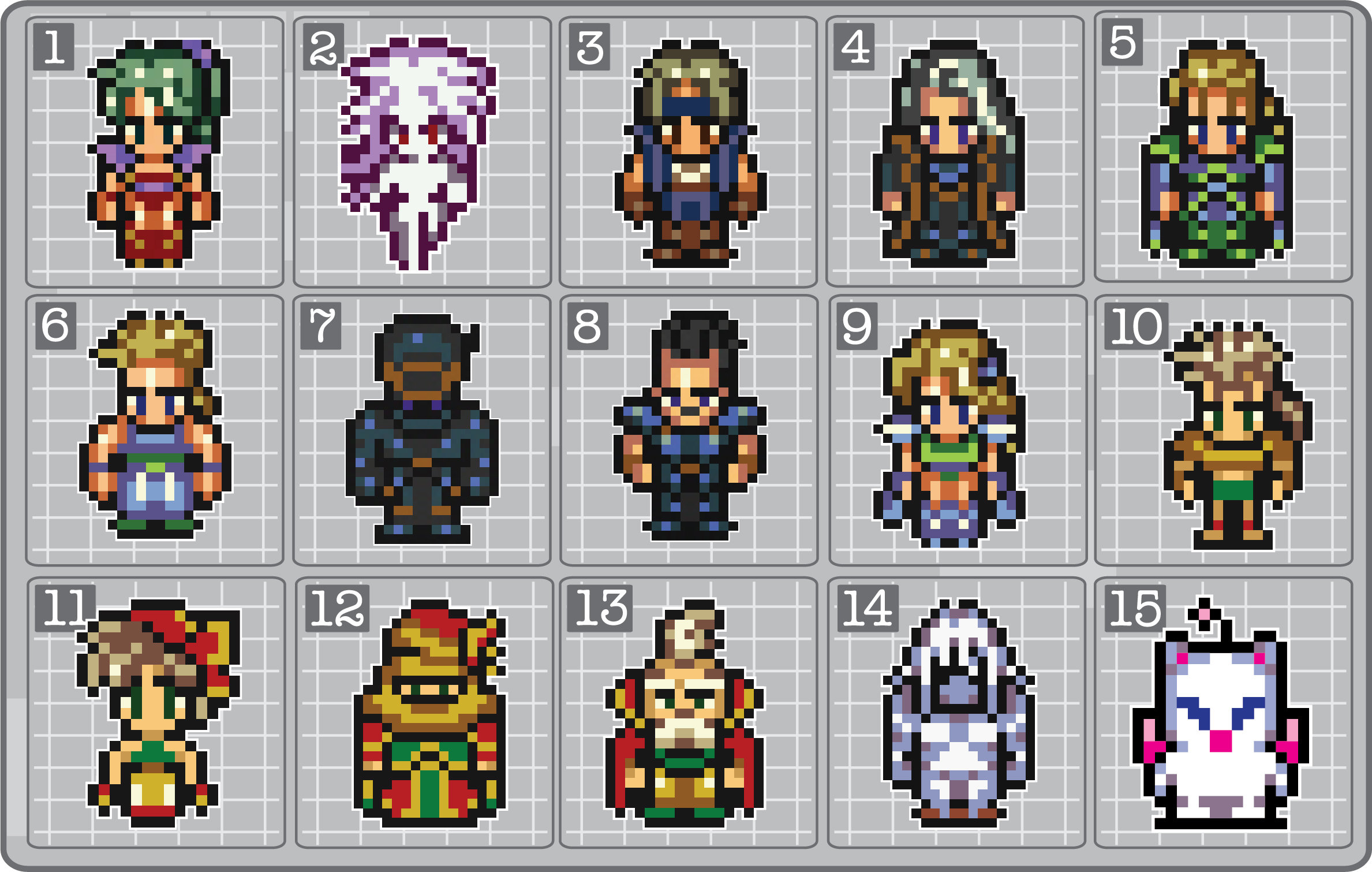 Final Fantasy VI 8 Bit Facing Character Sprites Vinyl Decals Classic NES Sticker, Terra Brandford, Locke Cole and More