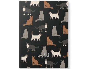 Cubist Cat Journal, Whimsical Softcover Notebook, Kitty Sketchbook, Artistic Notepad, Cat Lover Diary