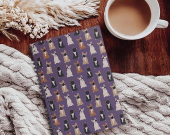 Spiralblock mit französischer Bulldogge - Linolierte Linie, süßes Frenchie Briefpapier, Hundeliebhaber Journal, Tiermuster Tagebuch, Schulanfang Geschenk