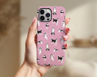 Pastell rosa Husky Hund Muster Magnetische Handyhülle