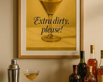 Impression Dirty Martini Cocktail : art vintage de chariot de bar (téléchargement numérique)