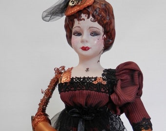 Steampunk Doll, handmade doll, steampunk dolls, collector dolls, stempunk collectibles