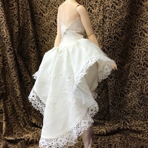 BJD clothes white silk embroidered dress with stockings image 6