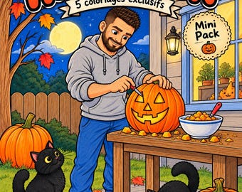 Charbo Cozy Halloween – 5 pagine da colorare esclusive | 5 pagine da colorare esclusive | Mini pacchetto PDF stampabile