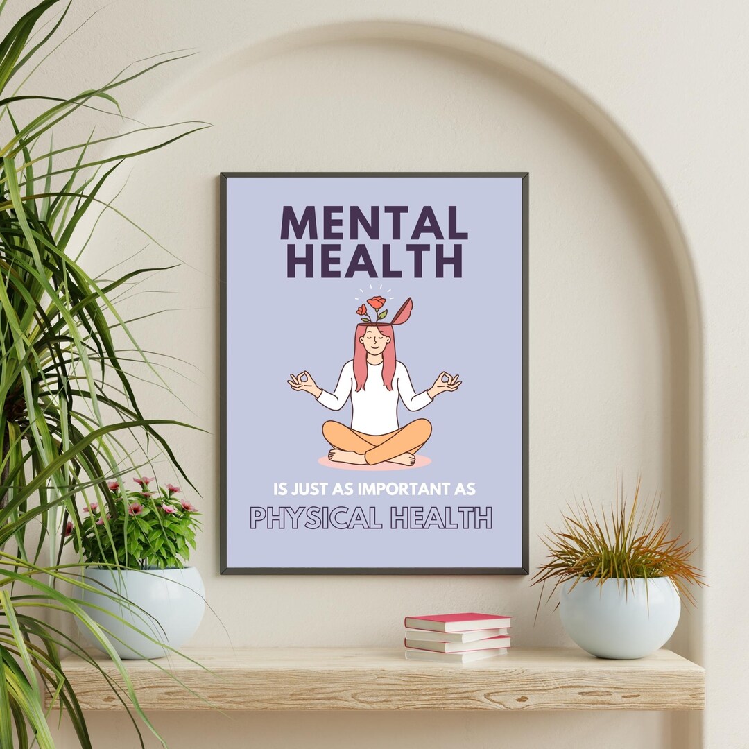 Mental Health Matters Wall Art | Mindfulness Yoga Woman Print | Self ...