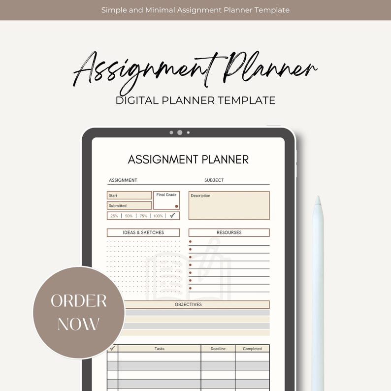 Editable ADHD Assignment Planner | 1-page Study Organizer for Students ...