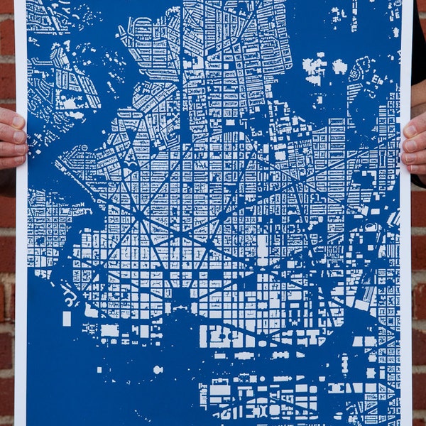 SALE CityFabric Washington DC Map Print Blue (Print-Wdc-Bl-18-24)