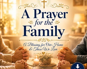 Lámina decorativa con oración familiar para imprimir, bendición cristiana para el hogar, lámina con oración familiar, decoración religiosa para el hogar, descarga digital.