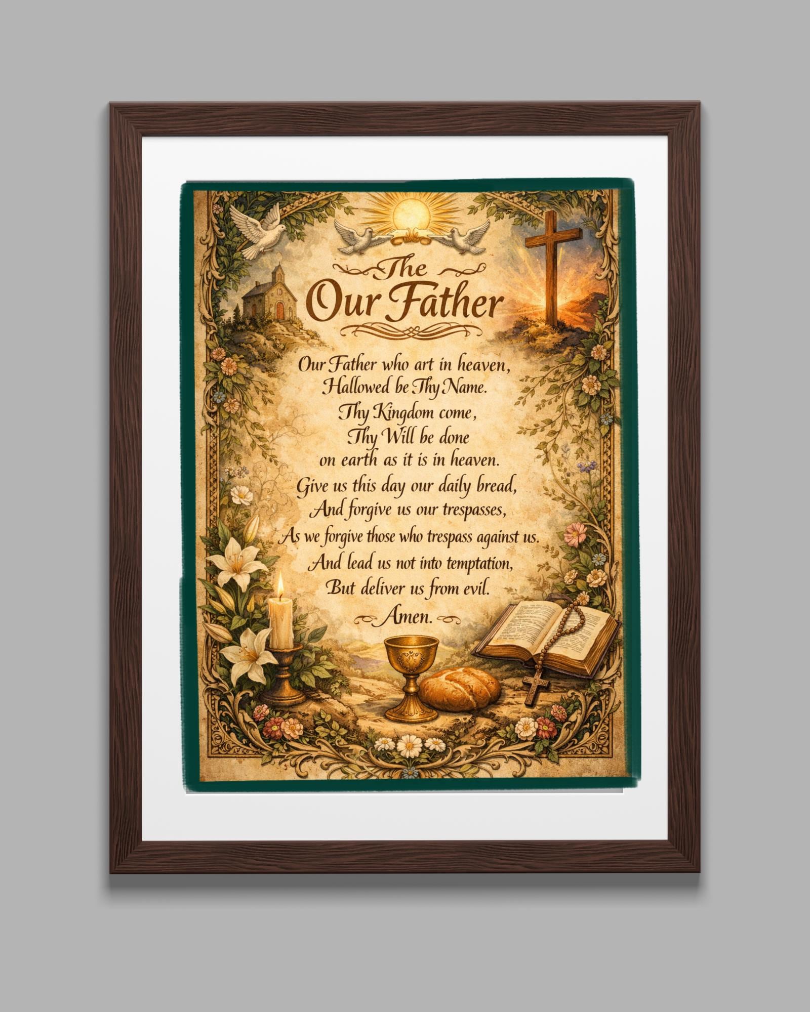 The Lord's Prayer Wall Art | Our Father Print for Home | Catholic Home ...