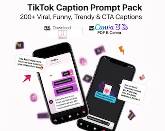 TikTok Caption Prompts | Viral Content Ideas (Digital Download PDF)
