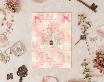 Fairytale Castle Birthday Invitation: Princess Party Template (Canva Pro, Instant Download 5x7" )