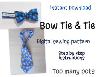 Instant Download Baby and Child Bow Tie & Tie Sewing Pattern adjustable neck strap