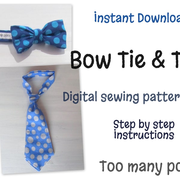 Instant Download Baby and Child Bow Tie & Tie Sewing Pattern adjustable neck strap