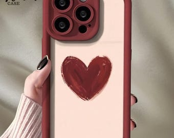Heart Shaped iPhone Case, Shockproof Soft TPU Cover with Raised Edge, Cute Protective Minimalist Phone Case, Gift for Her