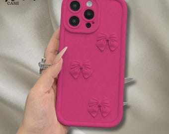 Capinha de celular com laço rosa, capinha fofa e charmosa, capinha feminina com fita 3D, presente para ela.
