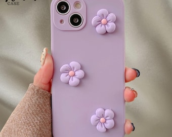 iPhone-hoesje lavendelbloem, 3D zachte siliconen bloemenhoes, schattig beschermend ontwerp voor vrouwen dagelijks gebruik, cadeau voor haar