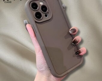 Capa de celular marrom fosca, capa de silicone minimalista à prova de choque, presente para ela.