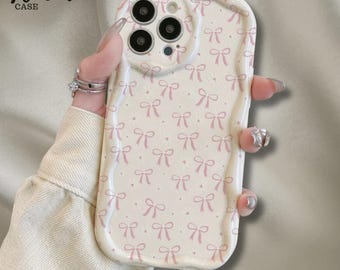 Capinha de celular com laço fofo, capa para iPhone com estampa de fita rosa, capa macia de TPU à prova de choque, capa minimalista e estética, presente para ela.