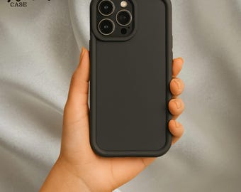 Capa de silicone preta fosca para celular, capa minimalista à prova de choque para proteção diária, capa preta para celular, presente para mulheres, presente para ela
