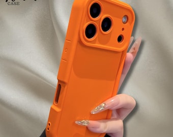 Capa de celular laranja fosca, capa de silicone minimalista à prova de choque, presente para ela.